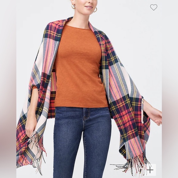 NEW J Crew Plaid Cape-Scarf !!! - Picture 2 of 2